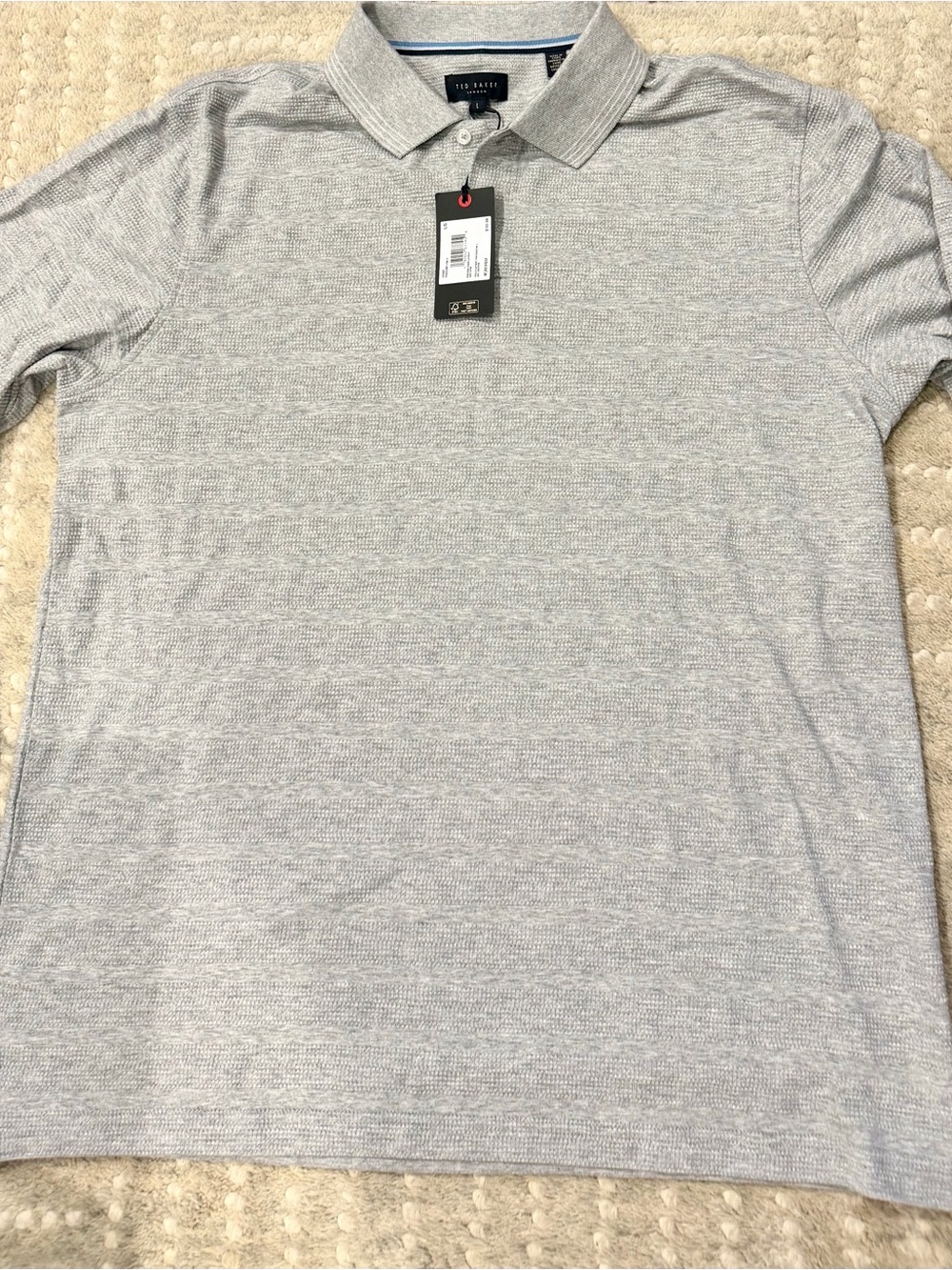 Ted Baker Men’s Light Gray Long SleevePolo Shirt